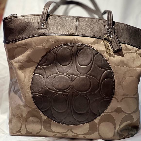 Coach Handbags - Coach Brown and Tan Signature Shoulder Bag